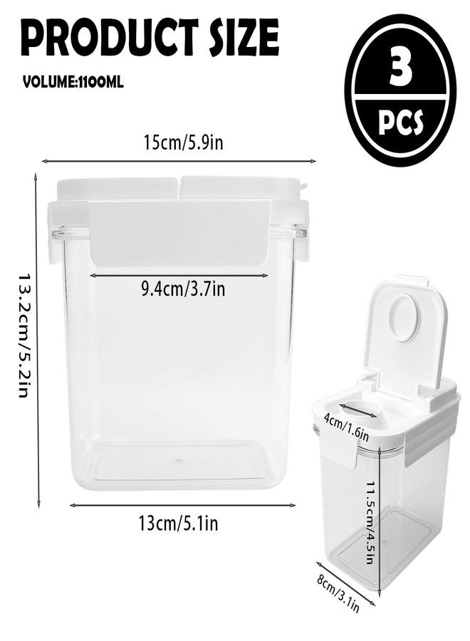 LCJAOF 3Pcs Cereal Storage Container，White Food Storage Container with Flip-Top Lids Plastic Cereal Organizer Dispenser 1.1L/38oz for Grain, Rice and Snacks Kitchen Organizers and Storage - Image 2